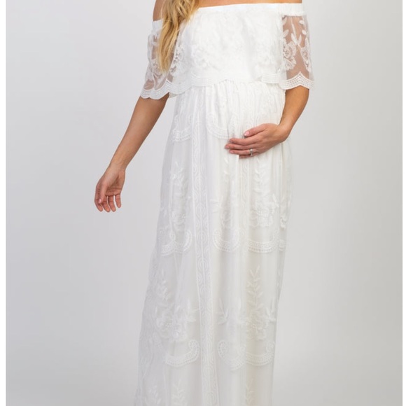 Pinkblush Lace Off Shoulder Maternity Maxi - Picture 6 of 8